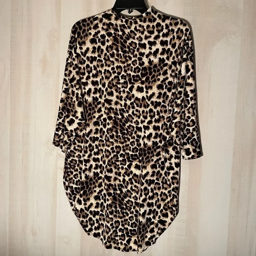 NWOT leopard print short kimono‎ style jacket, size small